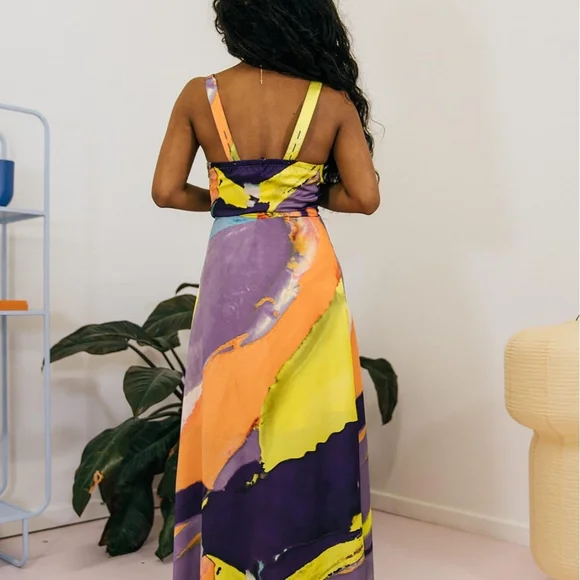 NWT The Drop x Takkunda Multi Abstract Print Button Maxi Dress | Size Small - Picture 3 of 5